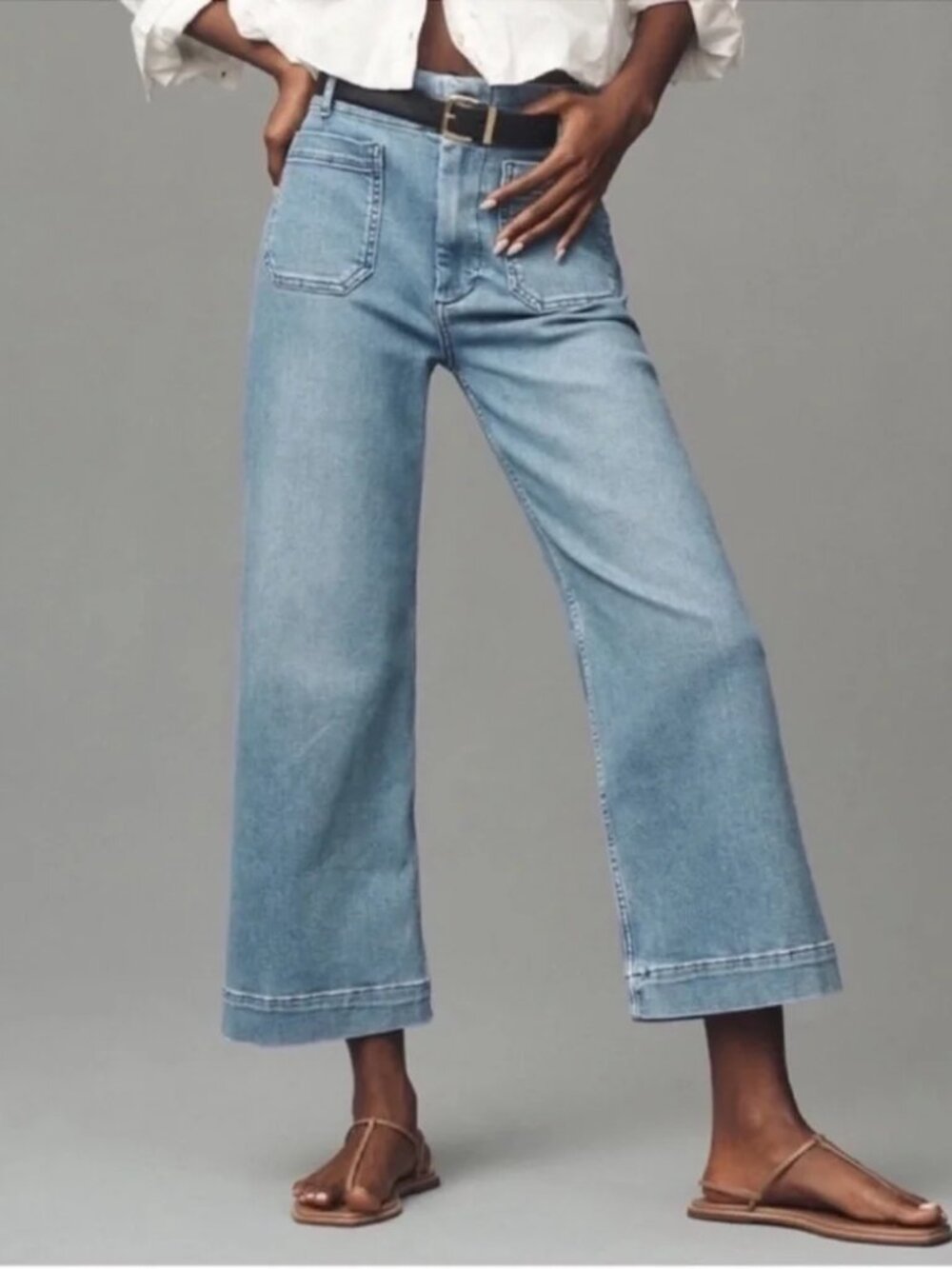 Anthropologie Maeve Colette High-Rise Wide-Leg Cropped Jeans Size 29